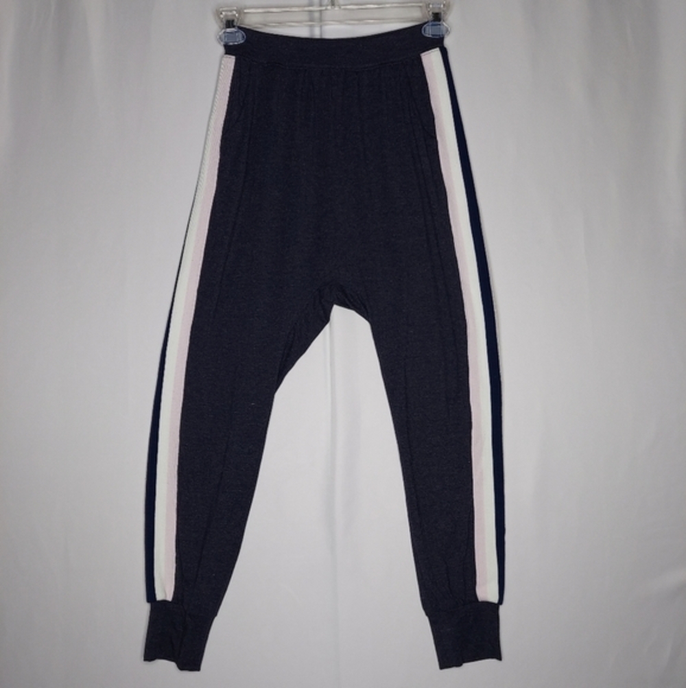 Spiritual Gangster Jogger Pants Women Small Blue Purple White Side Stripe Pocket